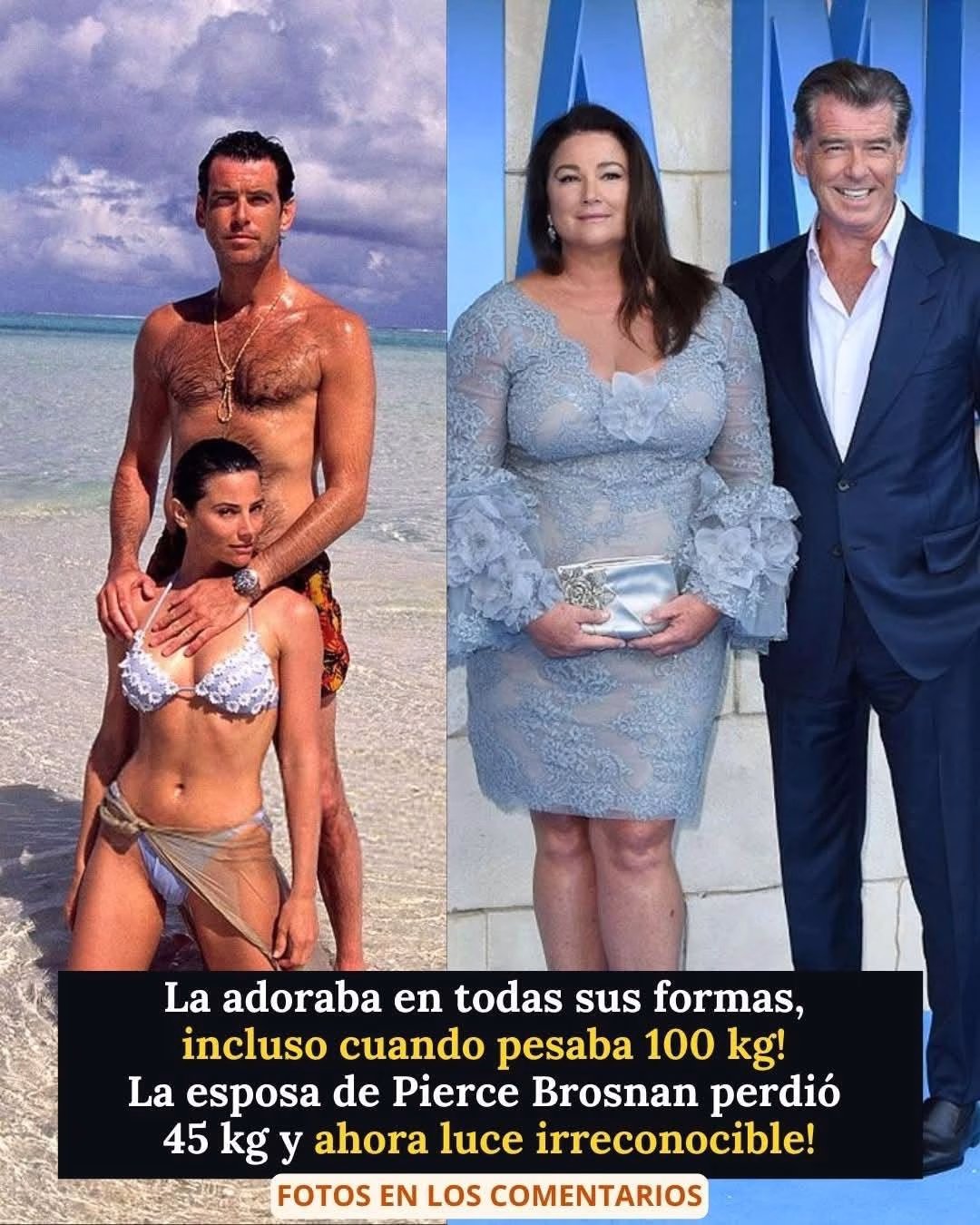 La esposa de Pierce Brosnan luce irreconocible tras un impactante cambio: rejuveneció 20 años