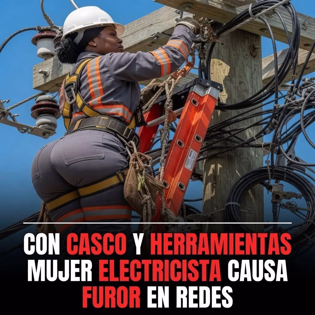 La mujer electricista que se volvió viral por su trabajo en las alturas: el oficio que despertó miles de reacciones en redes sociales