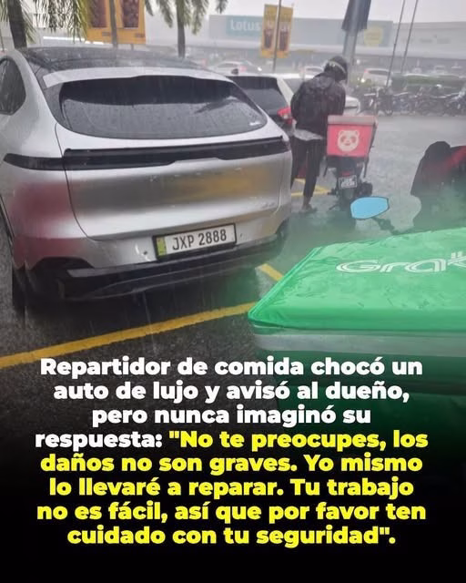 Motociclista chocó un vehículo de lujo y contactó al dueño, quien respondió inesperadamente